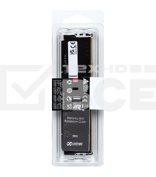 Оперативная память Kingston Fury Beast, DDR5, 16GB (1x16GB), 6000MHz, CL30, DIMM, с радиатором, черный