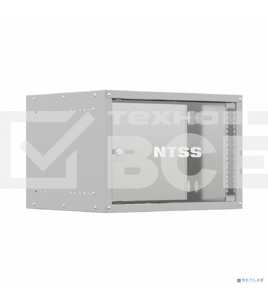 Шкаф коммутационный NTSS LIME (NTSS-WL6U5545GS) настенный 6U 550x450 мм пер. дв. стекл несъемн. бок. пан. 30 кг серый 110 град.