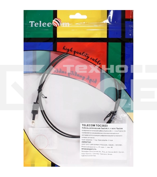 Оптический кабель (Toslink)-M -- >(Toslink)-miniM,1m, Telecom <TOC2023-1M>