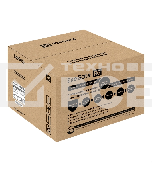 Стабилизатор напряжения настенный ExeGate Master Turbo AVS-15000 (15000ВА, вход 100-265В, цветной дисплей, выход 220В±8%, КПД 98%, 5 уровней защиты, задержка, усиленный метал.корпус, 1*Schuko+клем.колодка, RTL)