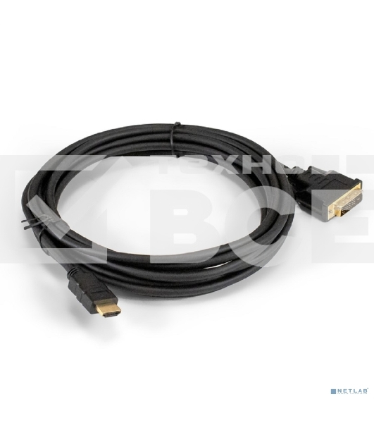 Кабель HDMI-DVI-D ExeGate EX-CC-HDMIM-DVI2M-5.0 (19M/(24+1)M, dual link, 5м, позолоченные контакты)
