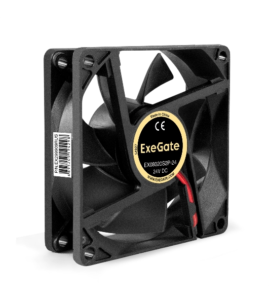 Вентилятор 24В DC ExeGate EX08020S2P-24 (80x80x20 мм, Sleeve bearing (подшипник скольжения), 2pin, 3900RPM, 41dBA)