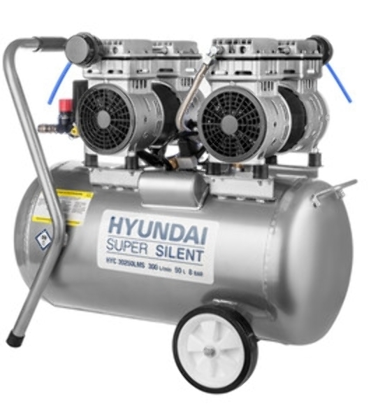 Компрессор поршневой Hyundai HYC 30250LMS безмасляный 300л/мин 50л 2000Вт серебристый/черный