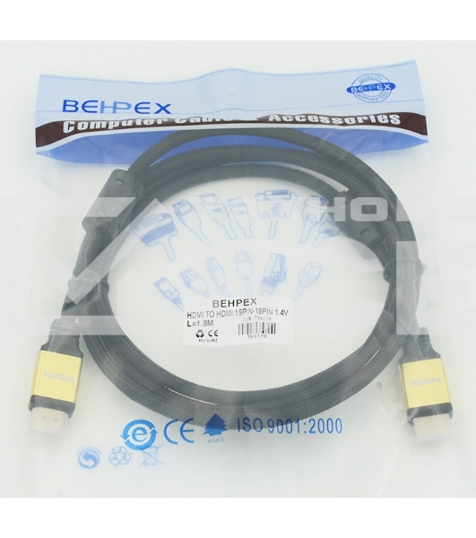 Кабель HDMI Behpex Ver.1.4 Gold jack HDMI(19pin)/HDMI(19pin) 1.8м феррит.кольца позолоченные контакты