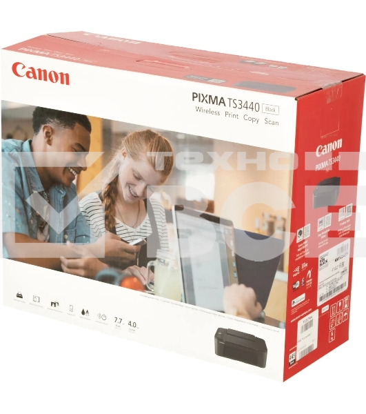 МФУ струйный Canon PIXMA TS3440 (4463C007), A4, цветной, печ. 7.7 стр/мин (ч/б) 4 стр/мин (цвет), 1200 x 4800 dpi (принтер) 600x1200dpi (сканер), USB, Wi-Fi, Air Print, Mopria