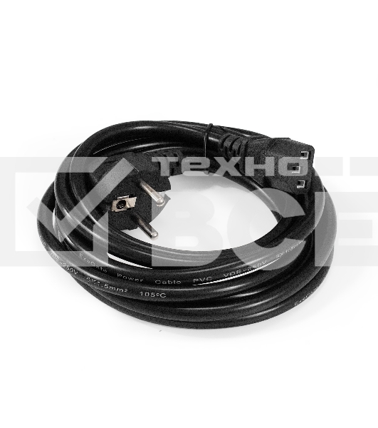 Кабель питания ExeGate Power PC-3P (Евровилка угловая Schuko->C13, VDE-250V-3*1.5mm2, медь, черный, 10A, 3м)