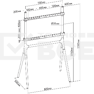 Подставка для телевизора Cactus CS-ST1247WTBCH белый/береза 49