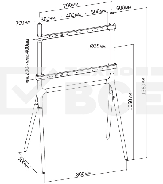 Подставка для телевизора Cactus CS-ST1247WTBCH белый/береза 49