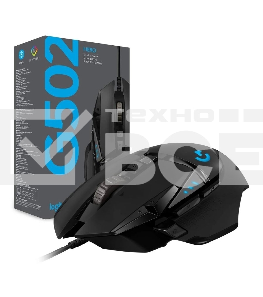 Мышь проводная Logitech G502 HERO черный, 25600 dpi, USB, кнопки - 11