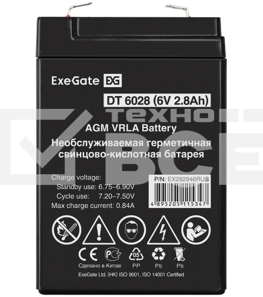 Батарея ExeGate DT 6028 (6V 2.8Ah), клеммы F1