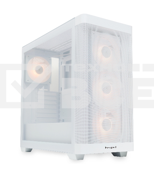 Компьютерный корпус  HSPD M740, Mesh Mid Tower, белый, TG, 0.6 SPCC, 4x120mm ARGB E-ATX, ATX, mATX, mITX 170/400/200mm 4x2.5