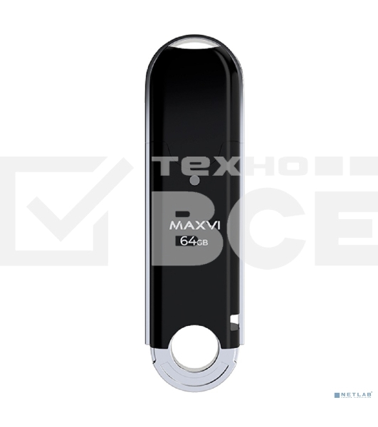 Флешка USB Maxvi P2 black (FD64GbUSB20C10P2), 64Gb, USB 2.0, R/W 30/10, черный