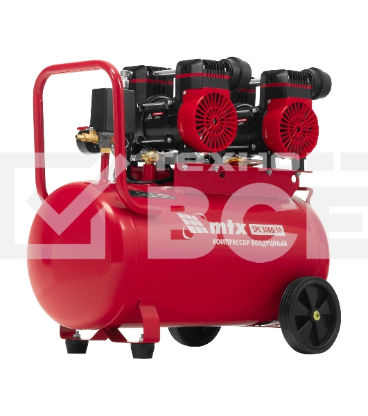 Компрессор безмасляный малошумный SPC 3000/50, 3000 Вт, ресивер 50 л, 520 л/мин MTX