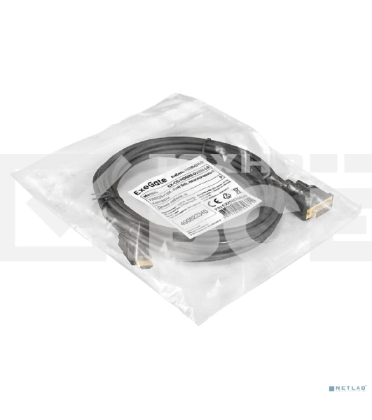 Кабель HDMI-DVI-D ExeGate EX-CC-HDMIM-DVI2M-5.0 (19M/(24+1)M, dual link, 5м, позолоченные контакты)