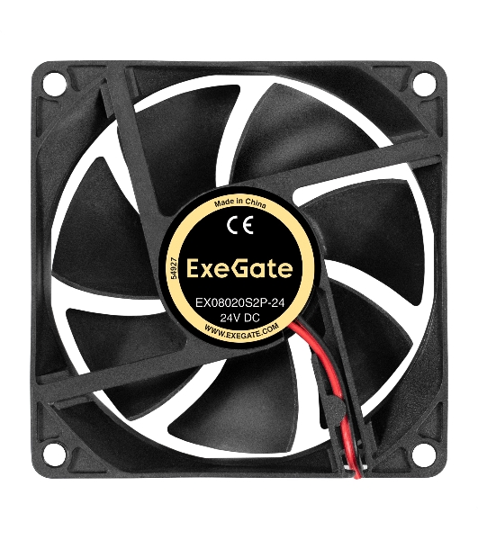 Вентилятор 24В DC ExeGate EX08020S2P-24 (80x80x20 мм, Sleeve bearing (подшипник скольжения), 2pin, 3900RPM, 41dBA)