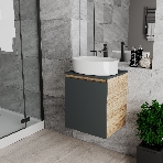 Тумба Bau Dream Blackwood 50 графит, раковина BAU Nimb 50х36, смеситель для раковины высокий Hotel Black, черный, фото2