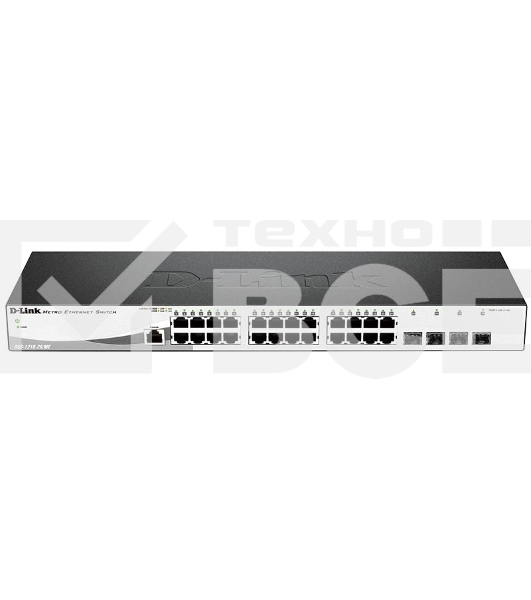 Управляемый коммутатор D-Link DGS-1210-28/ME/A2A2 уровня с 24 портами 10/100/1000Base-T и 4 портами 1000Base-X SFP