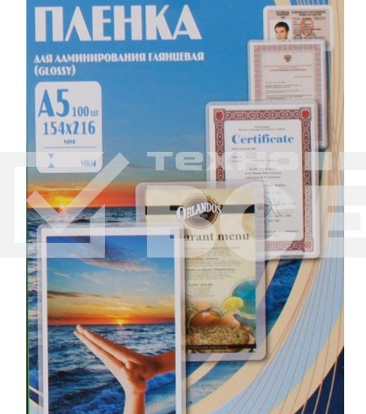 Пленка для ламинирования Office Kit 100мкм A5 (100шт) глянцевая 154x216мм PLP10620