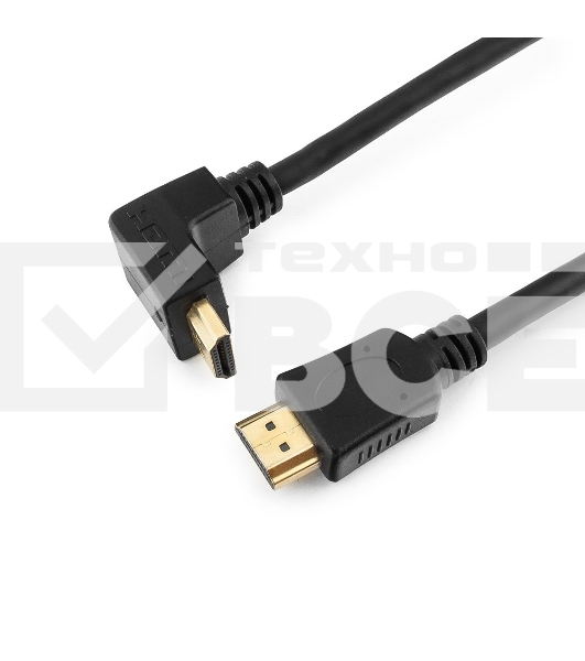 Кабель Cablexpert HDMI CC-HDMI490-15, 19M/19M, v2.0, медь, позол.разъемы, экран, угловой, 4.5м, черный, пакет