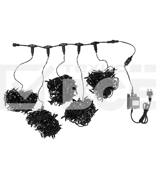 Гирлянда Neon-night LED ClipLight 24V, 5 нитей по 20 метров, цвет диодов теплый белый