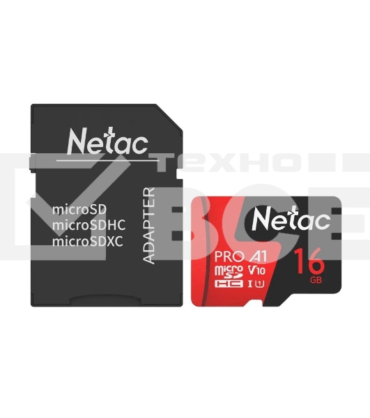 Флеш-накопитель NeTac Карта памяти Netac MicroSD card P500 Extreme Pro 16GB, retail version w/SD adapter