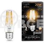 Лампа Gauss Filament А60 20W 1800lm 2700К Е27 LED 1/10/40, фото2