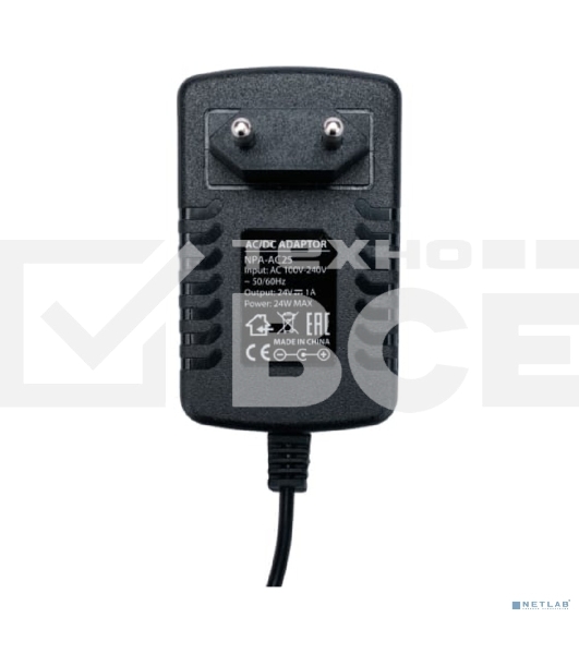 Блок питания Gembird NPA-AC25, 24В/1А, 24Вт, 1 штекер 5,5х2,5мм