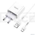 Сетевое зарядное устройство + Кабель Type-C HOCO HC-27961 C81A/ 1m/ 1 USB/ Выход: 10.5W/ белый, фото 1
