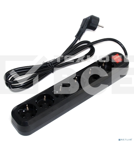 Сетевой фильтр 5bites SP6B-318 6S, 3*1.5 мм2, 16A, ABS, 1.8M, черный