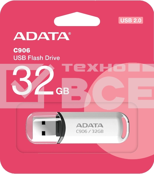 Флеш диск ADATA Flash Drive 32Gb C906 AC906-32G-RWH {USB2.0, White}