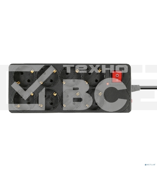 Сетевой фильтр Buro 800SH-3-B 3м (8 розеток) черный (коробка)