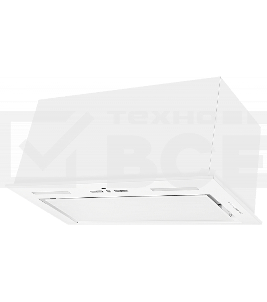 Встраиваемая вытяжка Kuppersberg IBOX 60 W, ширина 60см, отвод/рециркуляция, 680 м3/час, электронное кнопочное управление, 3 скорости, светодиодное освещение 2х3 Вт, металлические жироулавливающие фильтры, белый