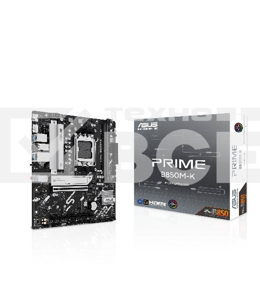 Материнская плата ASUS PRIME B850M-K, AM5, AMD B850, 2xDDR5, 4xSATA, 2xM.2, 1xPCIe 5.0 x16, 1xPCIe 4.0 x8, 1xDP, 1xHDMI, 1x2.5Gb LAN, 2xUSB-A 10Gbps, 2xUSB-A 5Gbps, 4xUSB-A 2.0, 1xPS/2, 3x3.5 мм, 7.1, mATX