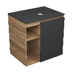Тумба Bau Dream Blackwood 60 правая, графит, раковина BAU Crystal 40х40, выпуск клик клак, черный, фото3