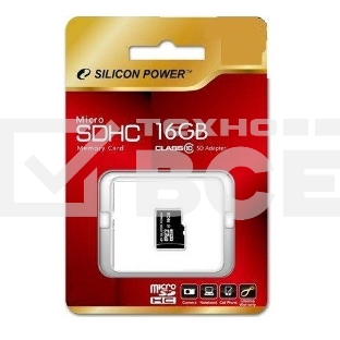 Флеш карта microSD 16Gb Class10 Silicon Power SP016GBSTH010V10 