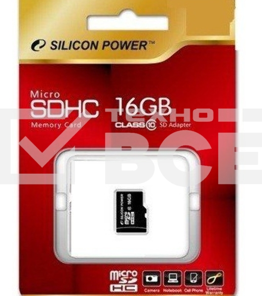 Флеш карта microSD 16Gb Class10 Silicon Power SP016GBSTH010V10 