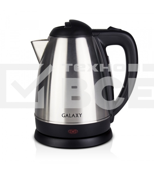 Чайник электрический Galaxy GL 0304, серый, металл, 2000 Вт, 1,8 л, съемный фильтр, шкала уровня воды