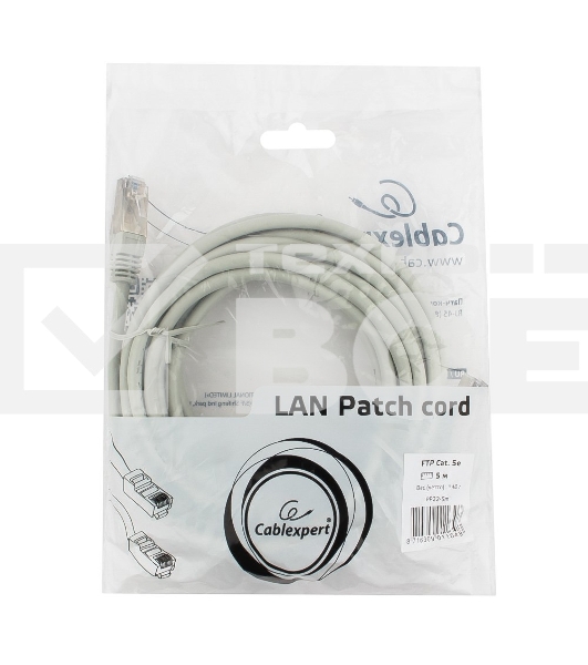 Патч-корд FTP Cablexpert кат.5e, 5м, литой, многожильный (серый)