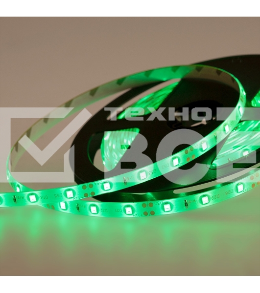 Лента LED силикон, 8 мм, IP65, SMD 2835, 60 LED/m, 12 V, цвет свечения зеленый