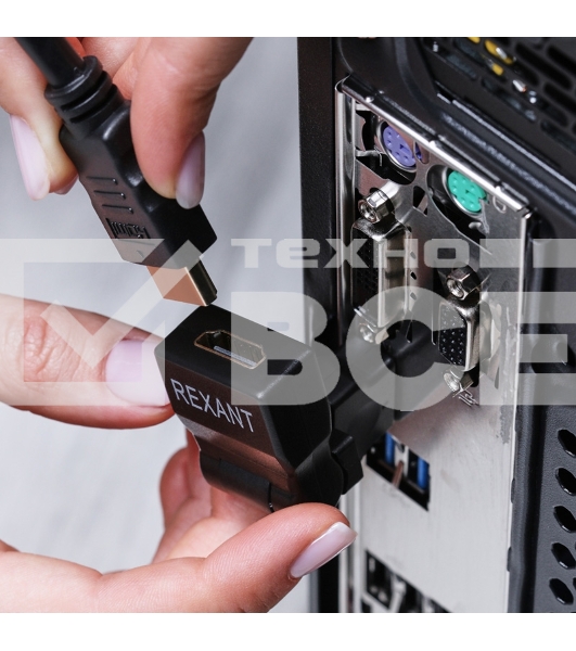 Переходник штекер HDMI - гнездо HDMI, поворотный Rexant