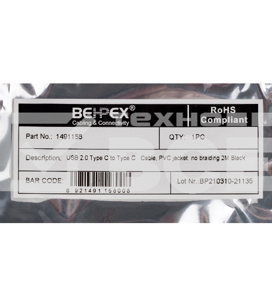 Кабель USB Type-C (m)-USB Type-C (m) 2м черный