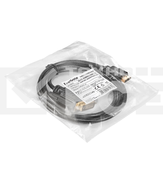 Кабель HDMI-DVI-D ExeGate EX-CC-HDMIM-DVI2M-1.5 (19M/(24+1)M, dual link, 1,5м, позолоченные контакты)