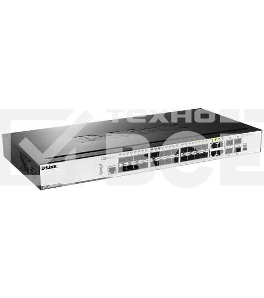 Управляемый стекируемый коммутатор D-Link DGS-3000-28SC/A1A 2 уровня с 20 портами 100/1000Base-X SFP, 4 комбо-портами 10/100/1000Base-T/SFP и 4 портами 10GBase-X SFP+