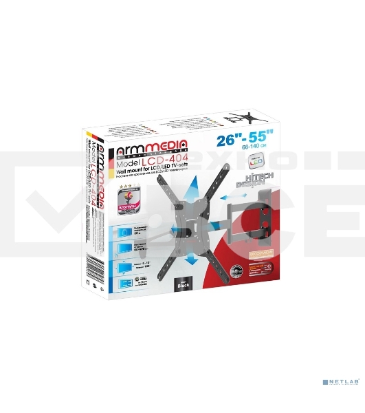 Кронштейн для телевизора Arm media LCD-404 new черный, 26