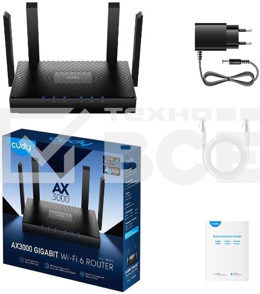 Роутер Cudy WR3000 AX3000 10/100BASE-TX/Wi-Fi черный