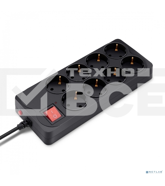 Сетевой фильтр Buro 800SH-3-B 3м (8 розеток) черный (коробка)