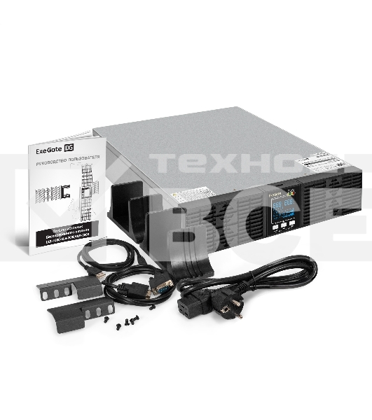 Источник бесперебойного питания On-line ExeGate PowerExpert ULS-2000.LCD.AVR.6C13.USB.RS232.SNMP.BC.2U <2000VA/2000W, On-Line, PF=1, LCD, 6*C13, RS232, USB, SNMP-slot, встроенные батареи 12V 7.2Ah - 6шт, батарейный коннектор, подключение до 4 внешних бата