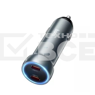 Автомобильная зарядка HOCO Z54B PD 60W 2 Type-C USB-C, серый