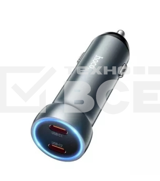 Автомобильная зарядка HOCO Z54B PD 60W 2 Type-C USB-C, серый