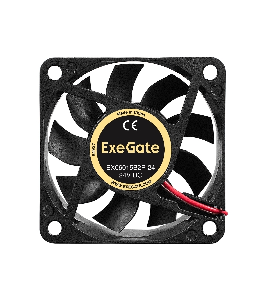 Вентилятор 24В DC ExeGate EX06015B2P-24 (60x60x15 мм, 2-Ball (двойной шарикоподшипник), 2pin, 5000RPM, 35dBA)